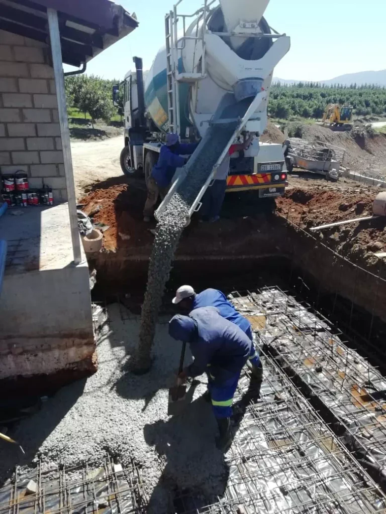 Steel works, concrete works, and retaining wall for soil stabilization